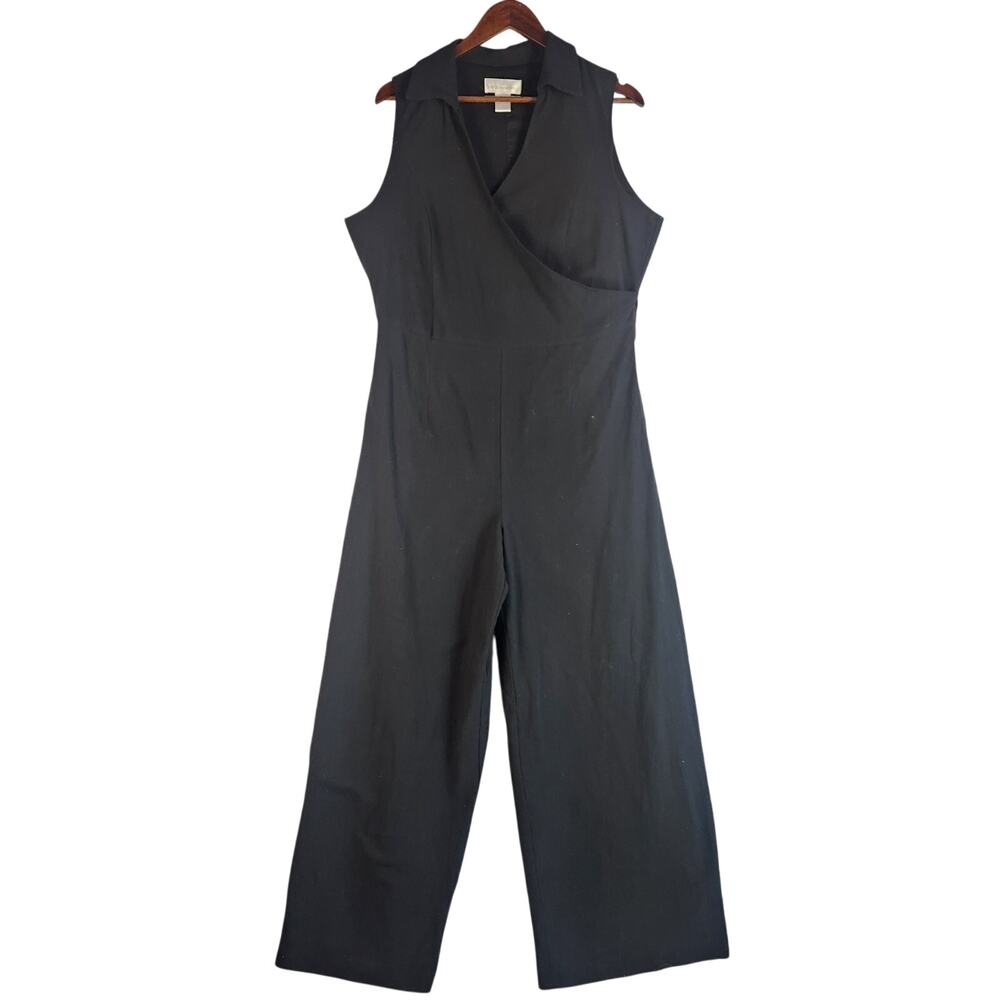 Soft Surroundings Black Sleeveless Wrap Jumpsuit